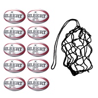 Net of 10 x Gilbert G-TR4000 Rugby Training Balls